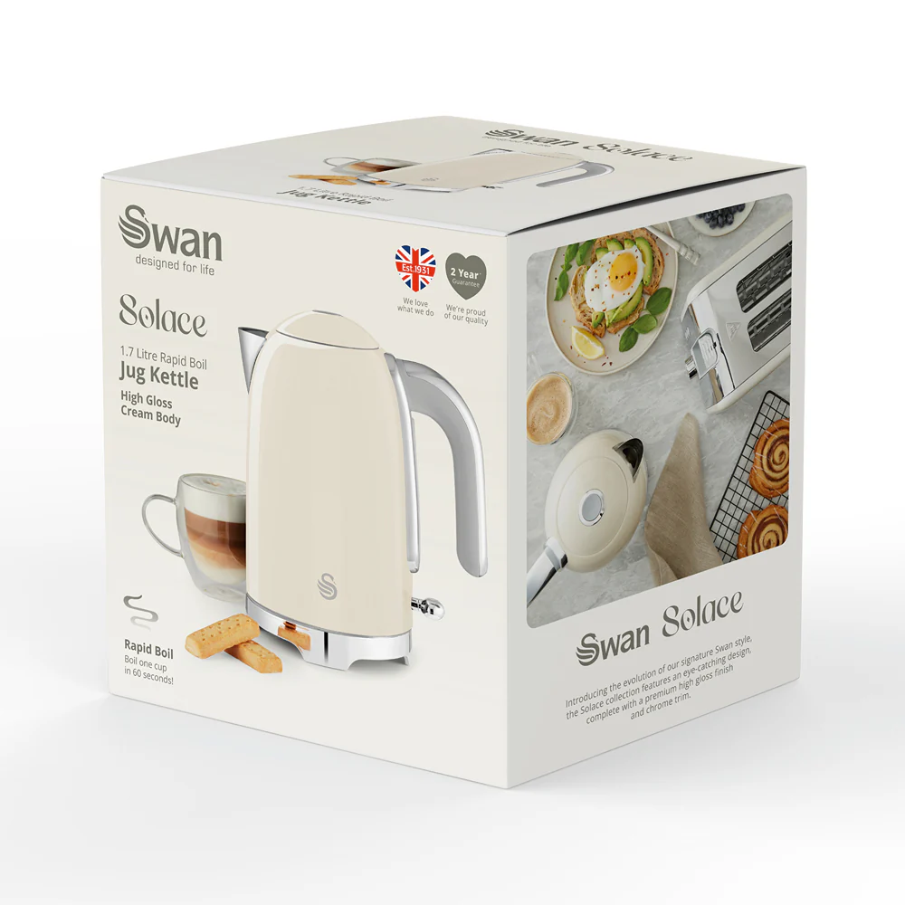Swan Solace Cream Jug Kettle | 1.7L Stainless Steel, Chrome Accents - Image 9