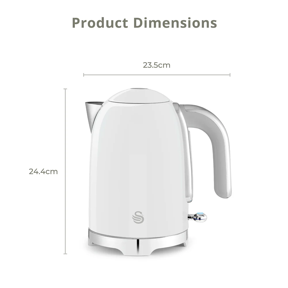 Swan Solace White Stainless Steel Jug Kettle | 1.7L, Water-Level Window - Image 6