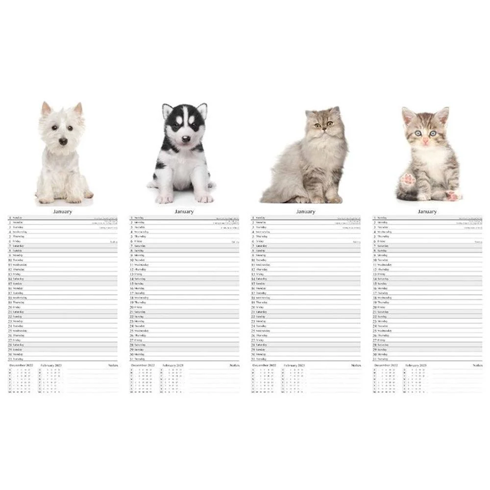Tallon Super Slim Calendar | Assorted Dogs, Cats, Kittens & Puppies - Image 3