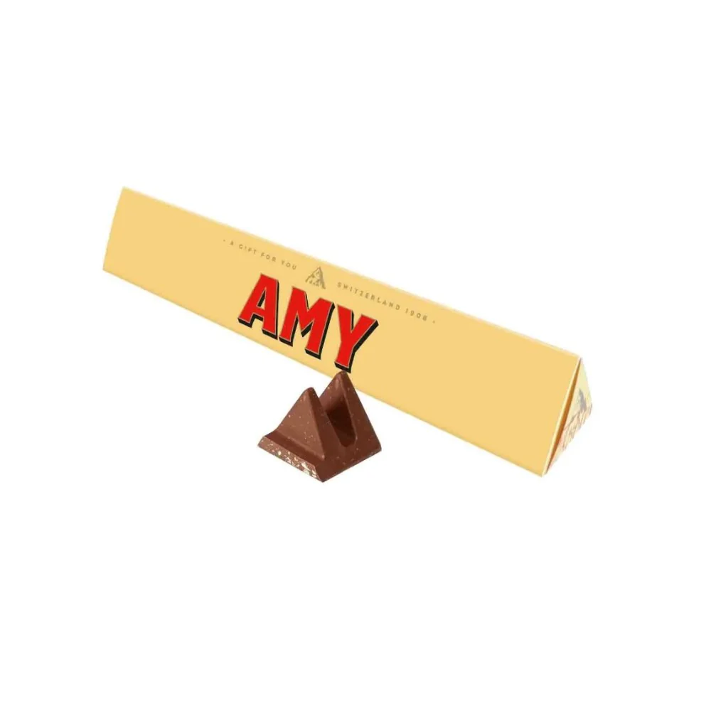 Toblerone Amy Personalised Chocolate Bar | 100g, Triangular Gift Box