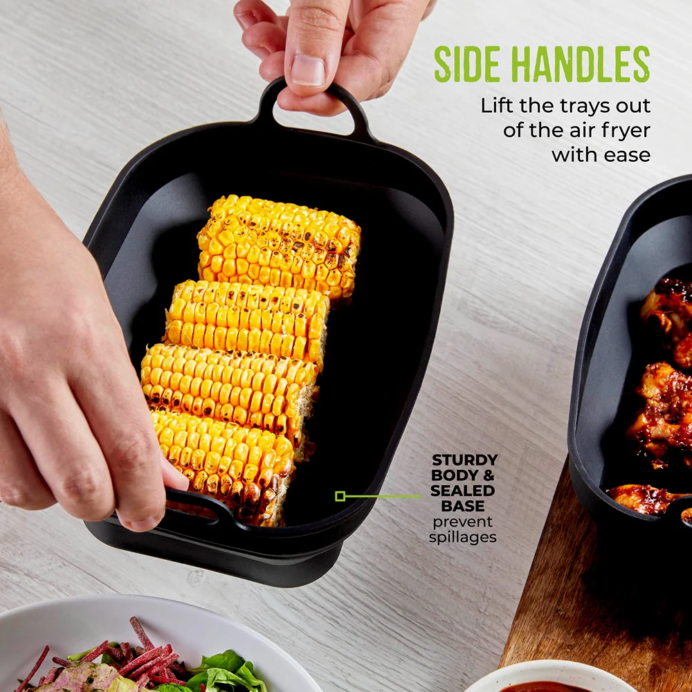 Tower Air Fryer Roasting Trays Pack of 2 | Matte Black, Ridged Base - Image 6