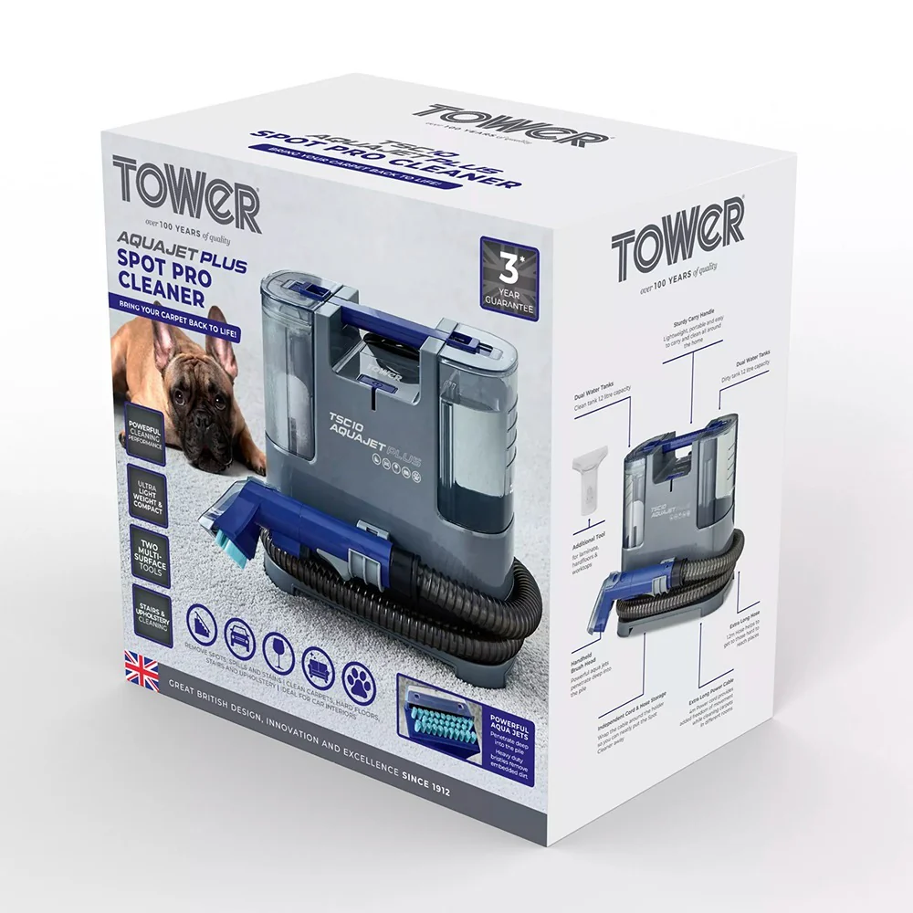 Tower Aqua Jet Plus Carpet and Upholstery Spot Cleaner | Dual Tank, Long Hose - Image 7