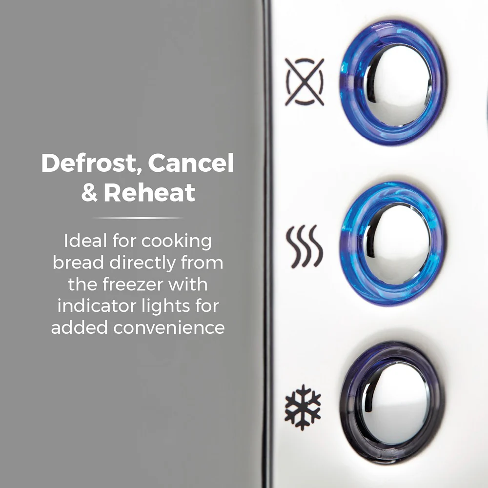 Tower Ash Grey 2-Slice Toaster | 7-Level Browning, Wide Slots - Image 4