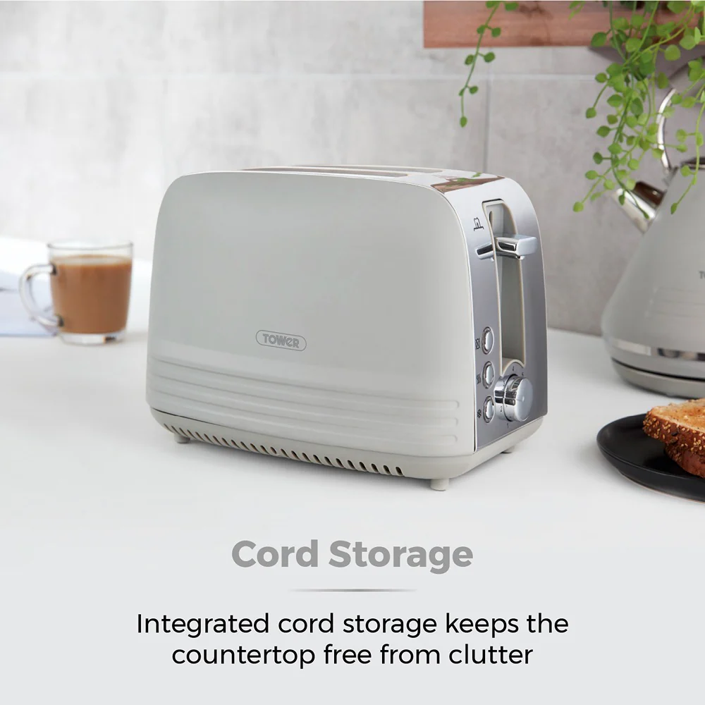 Tower Ash Grey 2-Slice Toaster | 7-Level Browning, Wide Slots - Image 6
