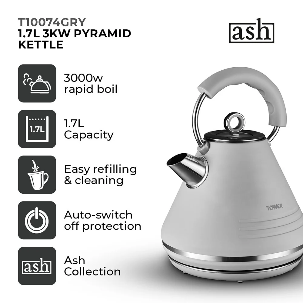 Tower Ash Grey Cone Kettle | Ergonomic Handle, Precision Spout - Image 2