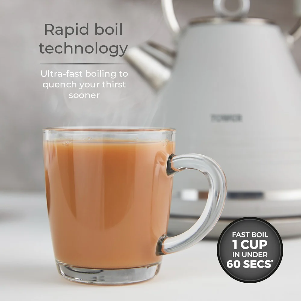 Tower Ash Grey Cone Kettle | Ergonomic Handle, Precision Spout - Image 3