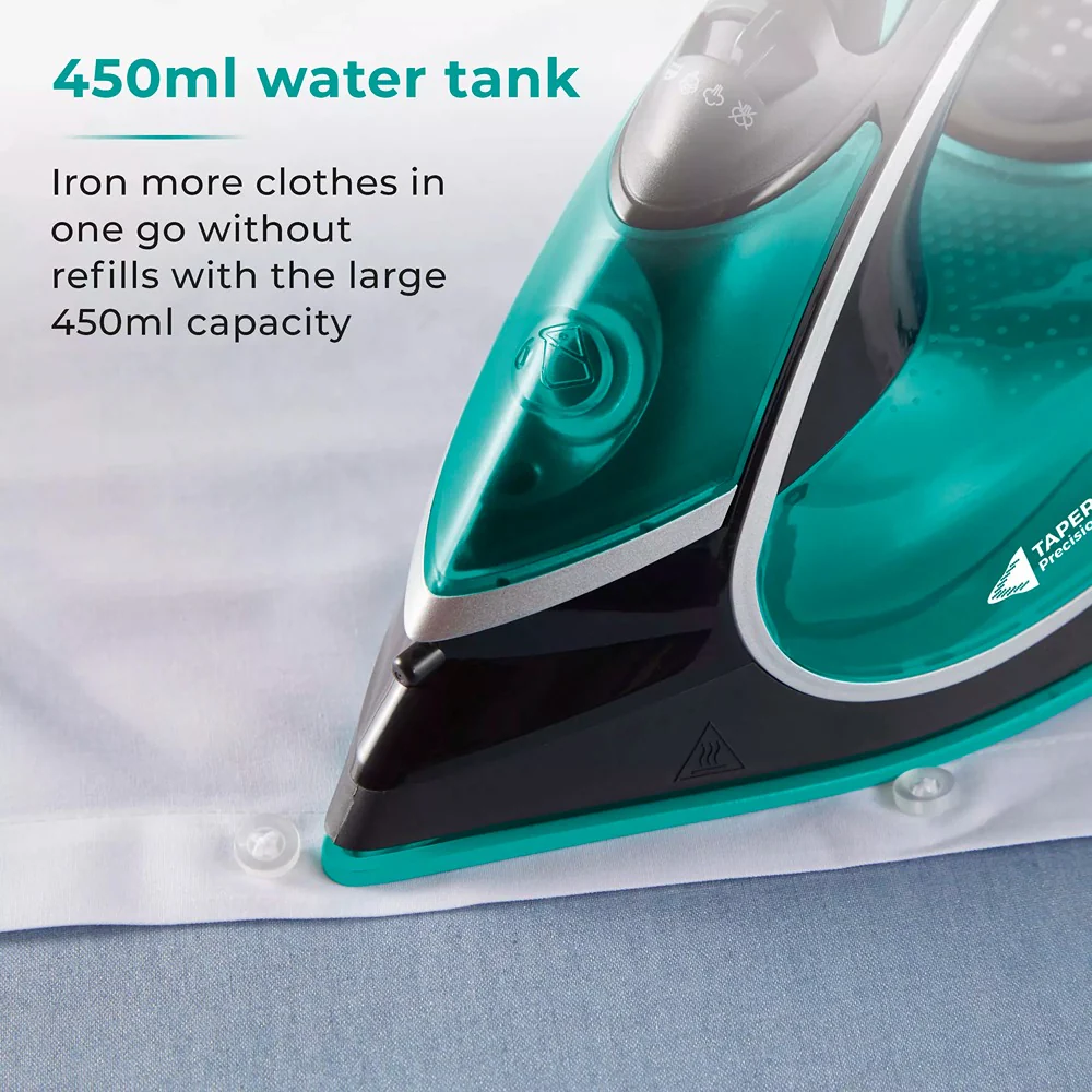 Tower Ceraglide 1 Temp Steam Iron | 3100W, Anti-Calc, Anti-Drip, Teal and Black - Image 7