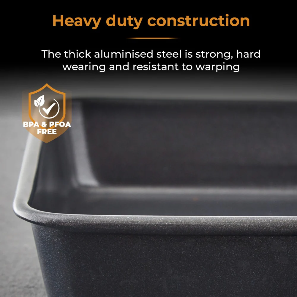 Tower Deep-Sided Square Non-Stick Baking Pan | Dark Finish, Rolled Rim - Image 4