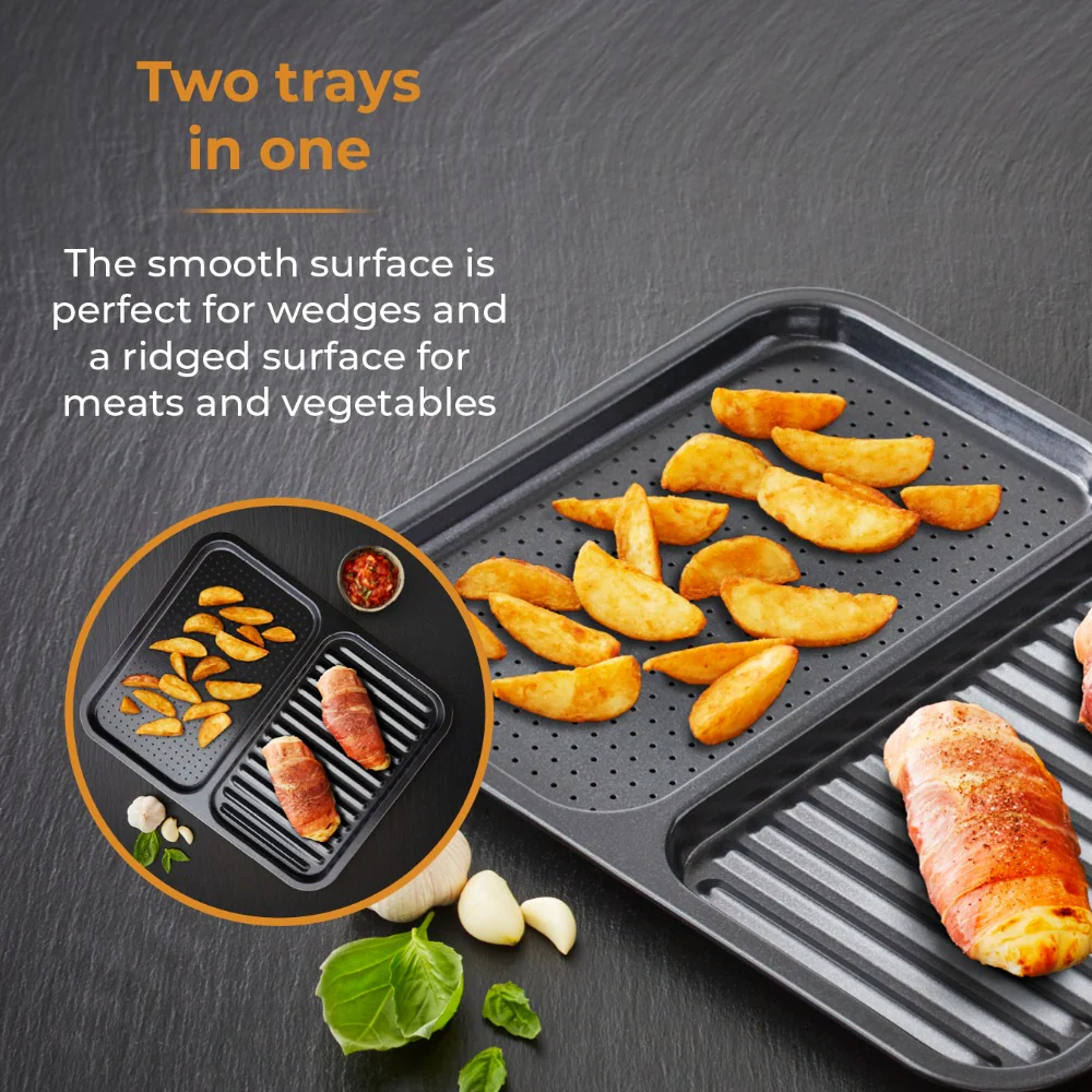 Tower Divided Crisper Tray | Dual-Compartment, Ribbed and Perforated - Image 5