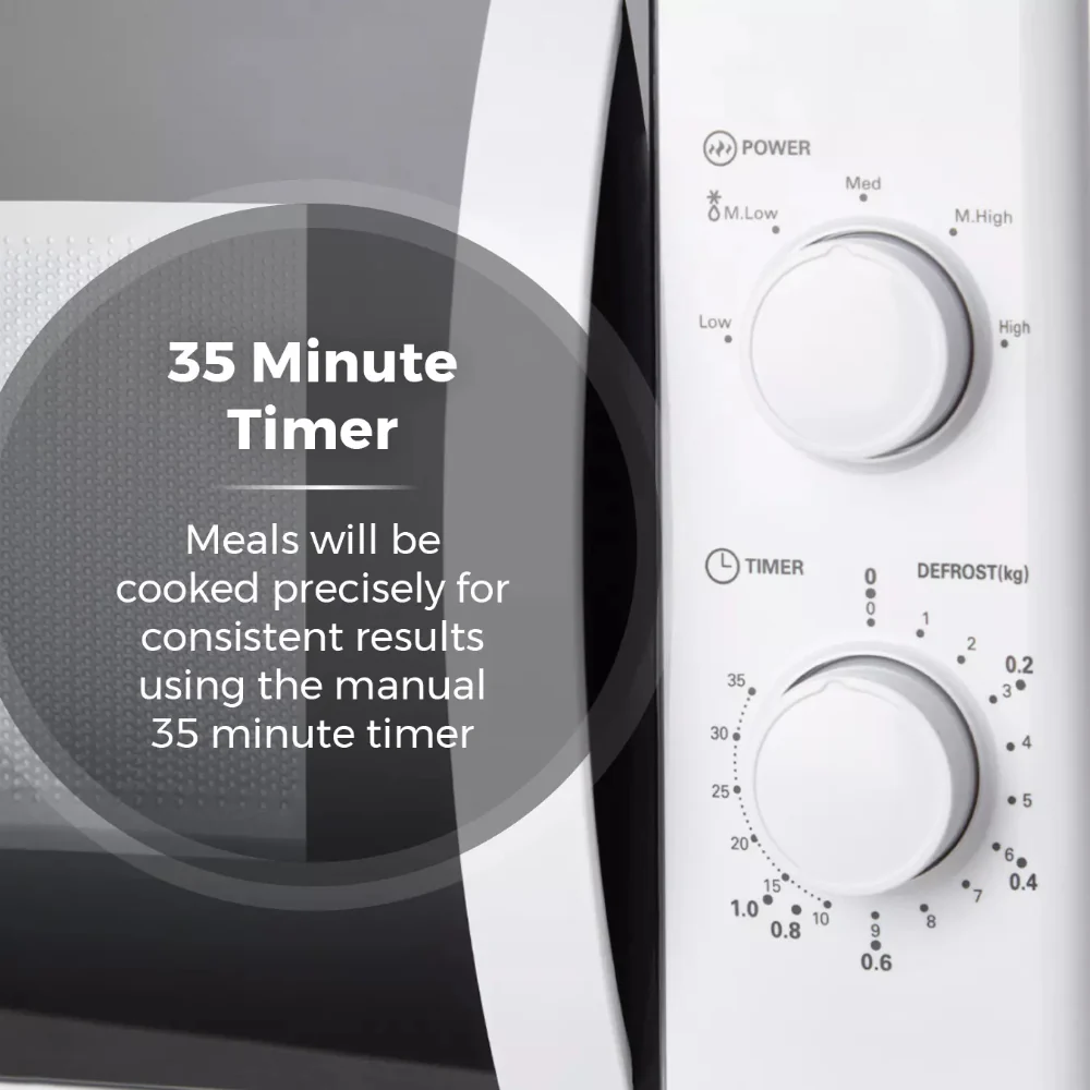 Tower Manual Microwave | 700W, 35-Minute Timer, White - Image 6
