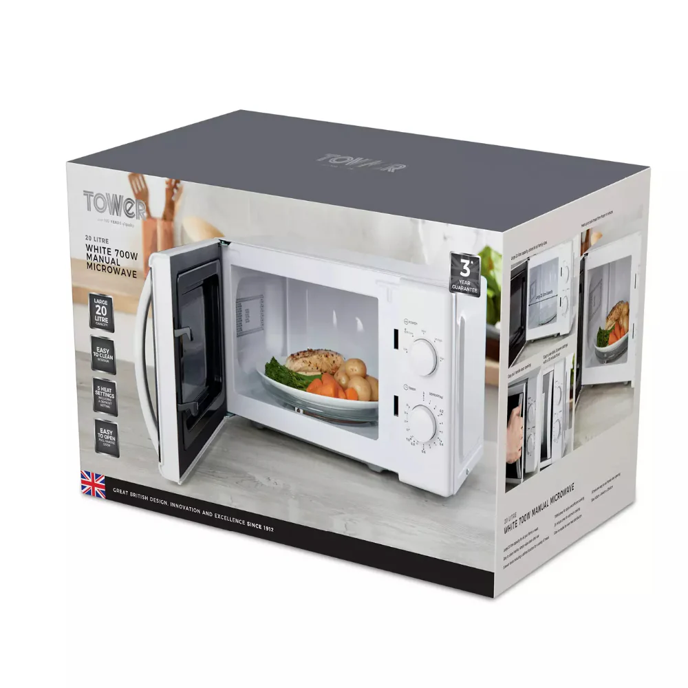 Tower Manual Microwave | 700W, 35-Minute Timer, White - Image 8