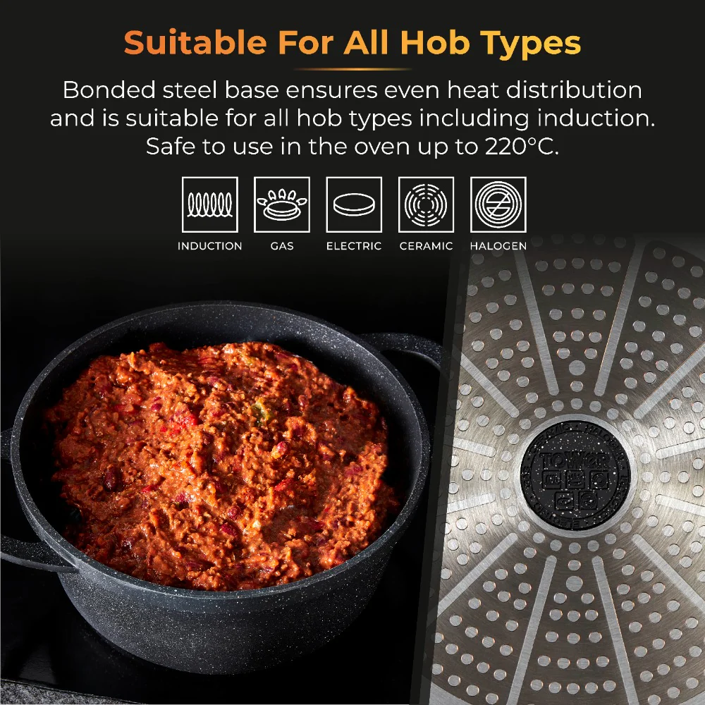 Tower Precision Casserole Pot with Lid | 28cm, Speckled Stone-Look - Image 4