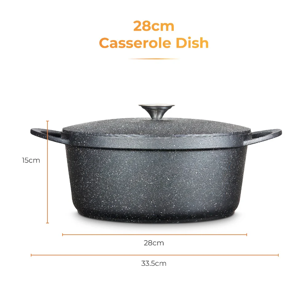 Tower Precision Casserole Pot with Lid | 28cm, Speckled Stone-Look - Image 9
