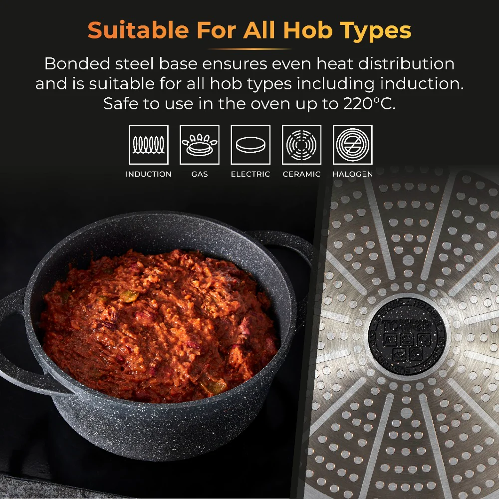 Tower Precision Speckled Stone-Look Casserole Pot with Lid | 24cm - Image 3