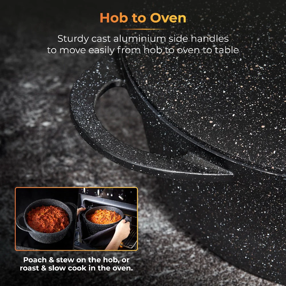 Tower Precision Speckled Stone-Look Casserole Pot with Lid | 24cm - Image 6
