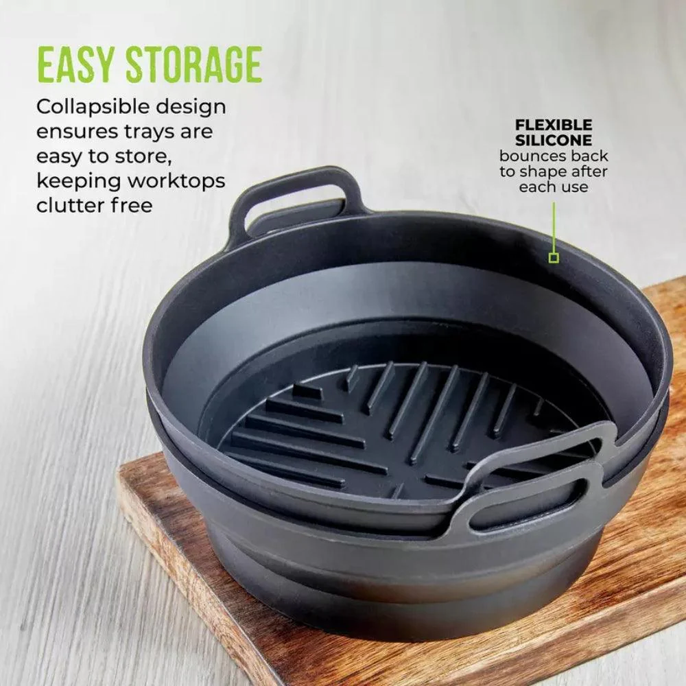 Tower Round Foldable Silicone Air Fryer Trays | 1.2L | Pack of 2 - Image 6