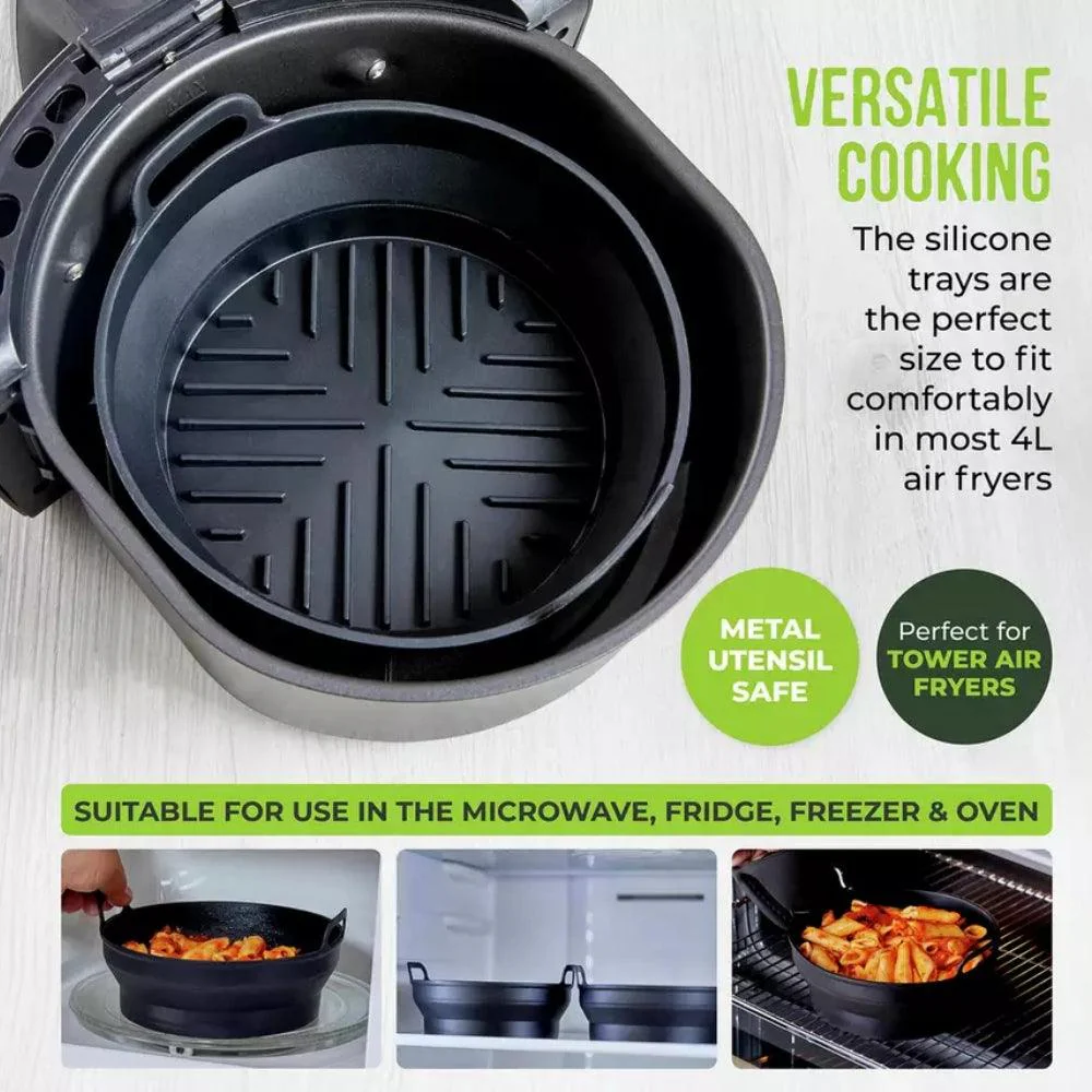 Tower Round Foldable Silicone Air Fryer Trays | 1.2L | Pack of 2 - Image 8