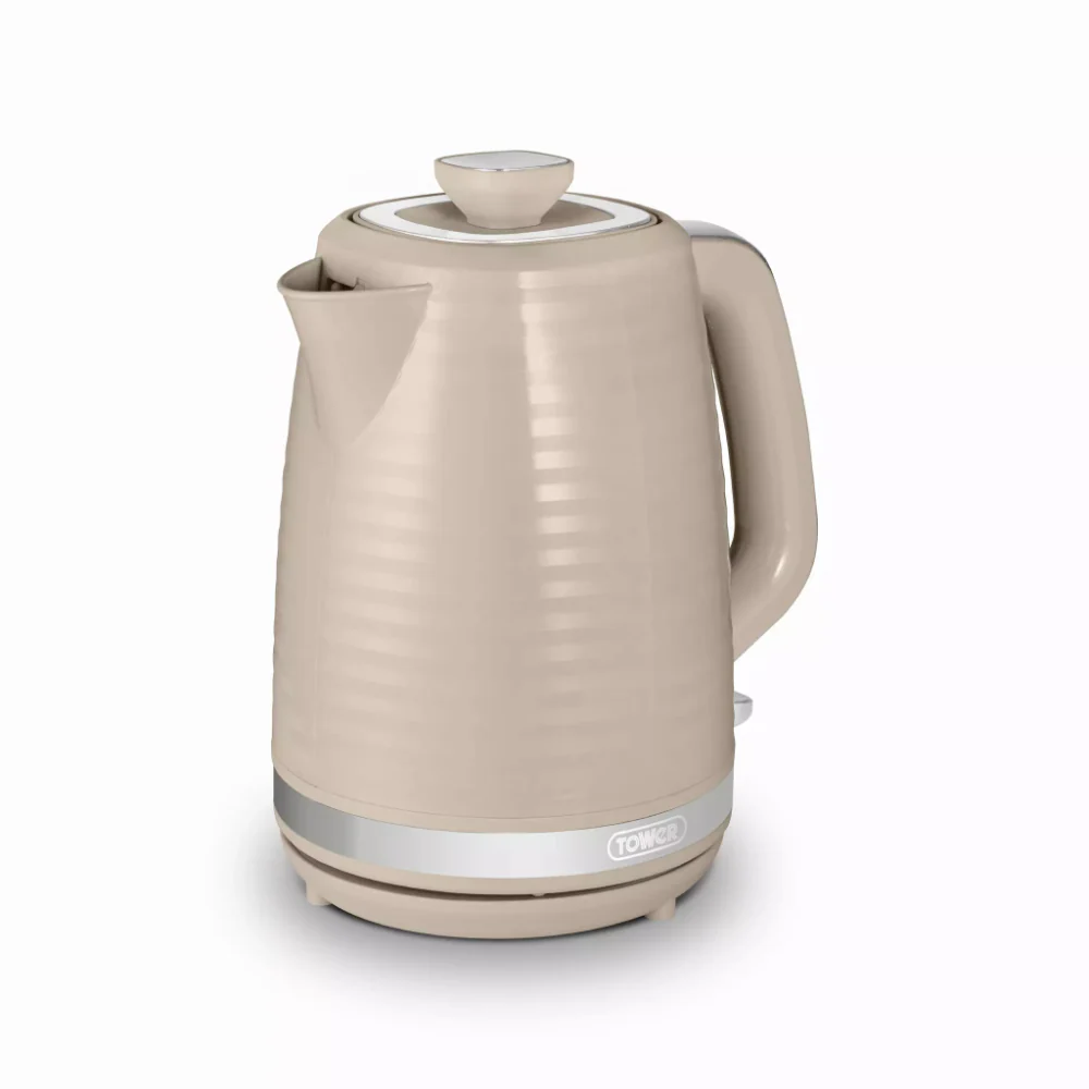 Tower Saturn Chrome Latte Kettle | 1.7L, Ribbed Body Design, Neutral Colour