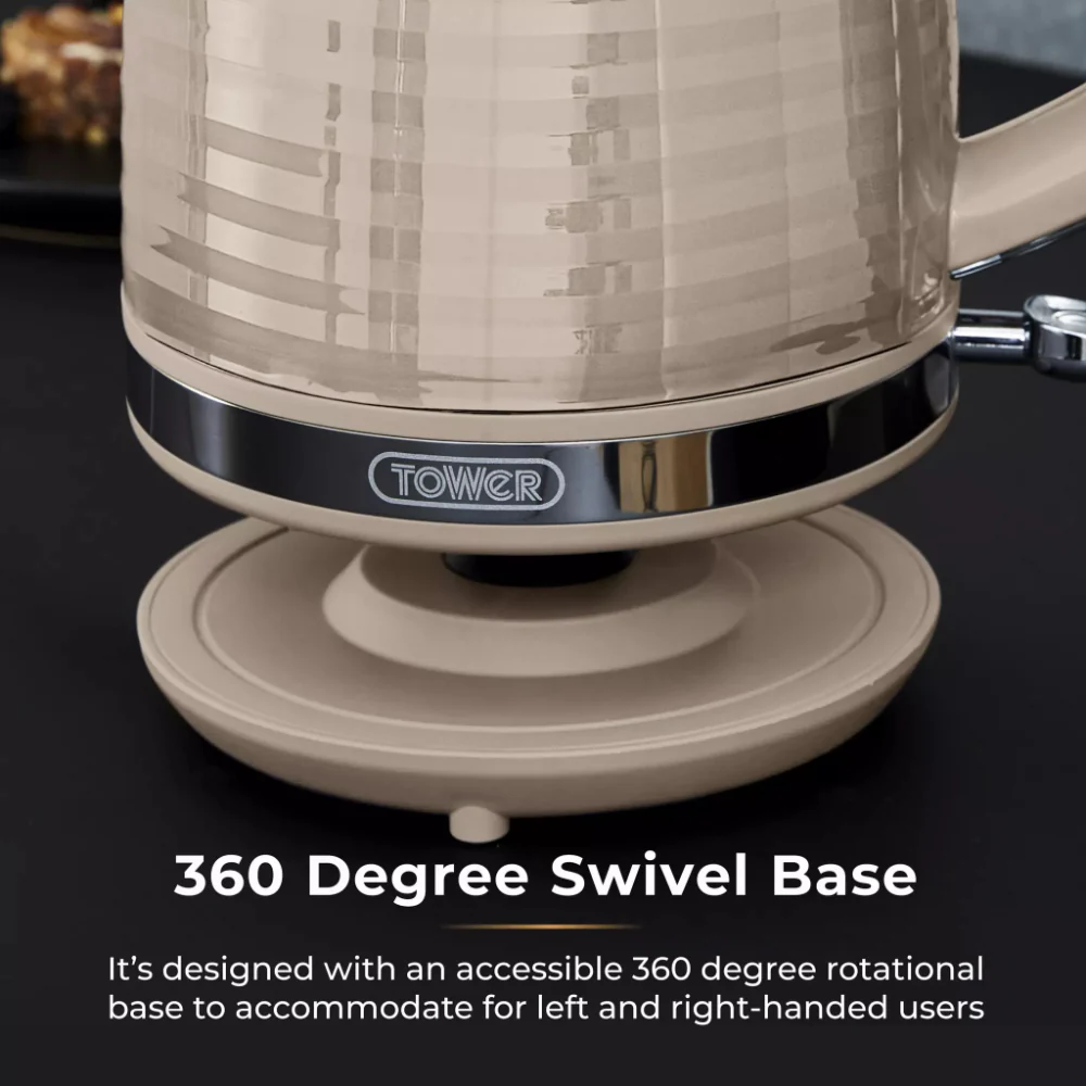 Tower Saturn Chrome Latte Kettle | 1.7L, Ribbed Body Design, Neutral Colour - Image 4