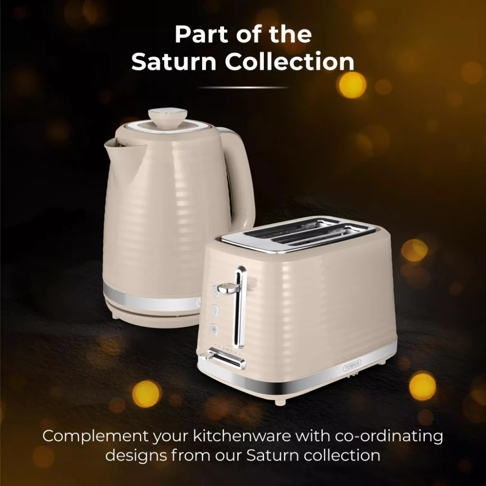 Tower Saturn Chrome Latte Kettle | 1.7L, Ribbed Body Design, Neutral Colour - Image 6