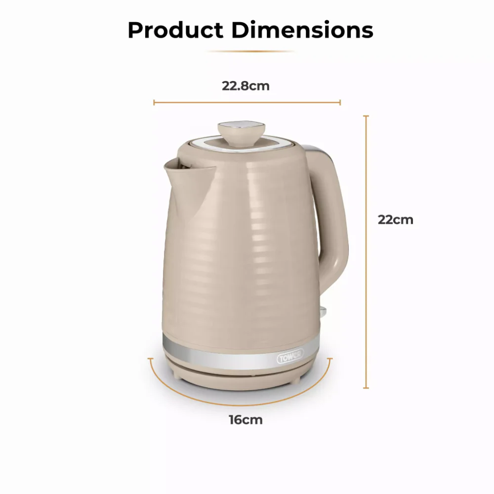 Tower Saturn Chrome Latte Kettle | 1.7L, Ribbed Body Design, Neutral Colour - Image 7