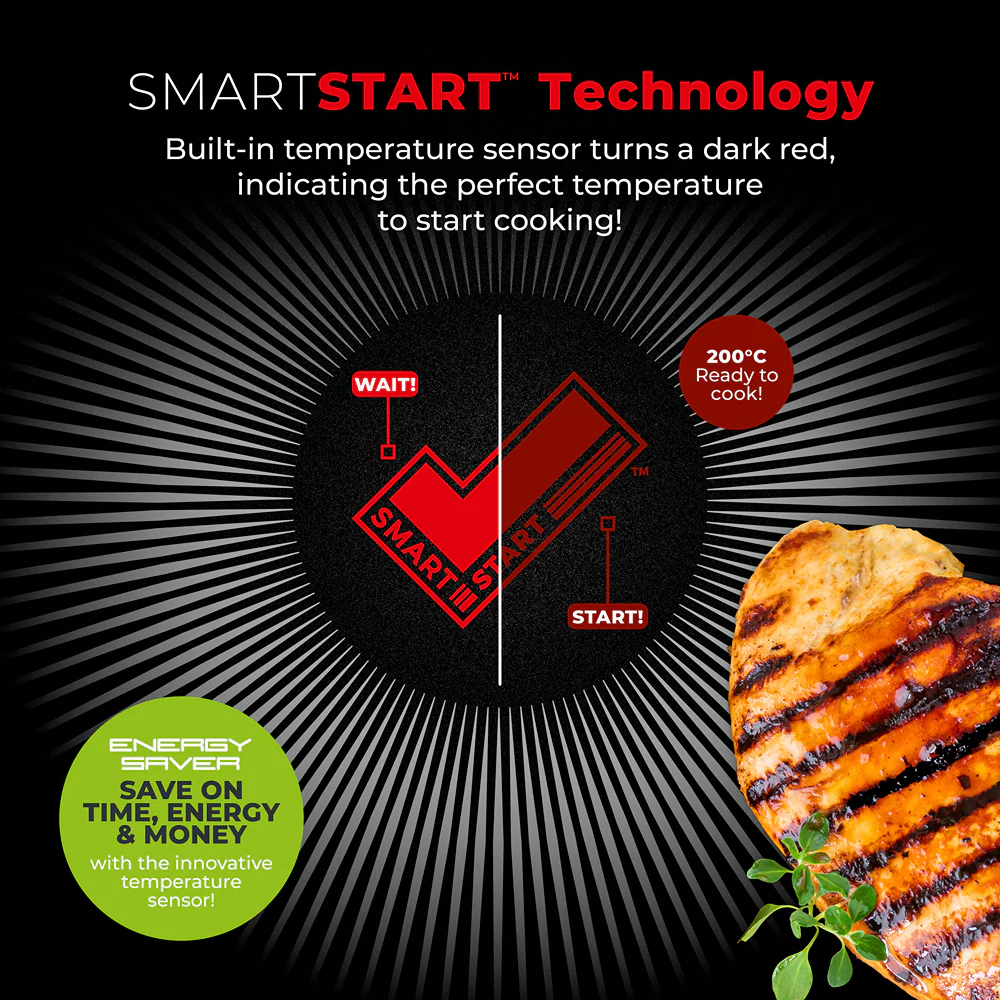 Tower Smart Start 26cm Square Grill Pan | Deep Sides, Heat Indicator - Image 3