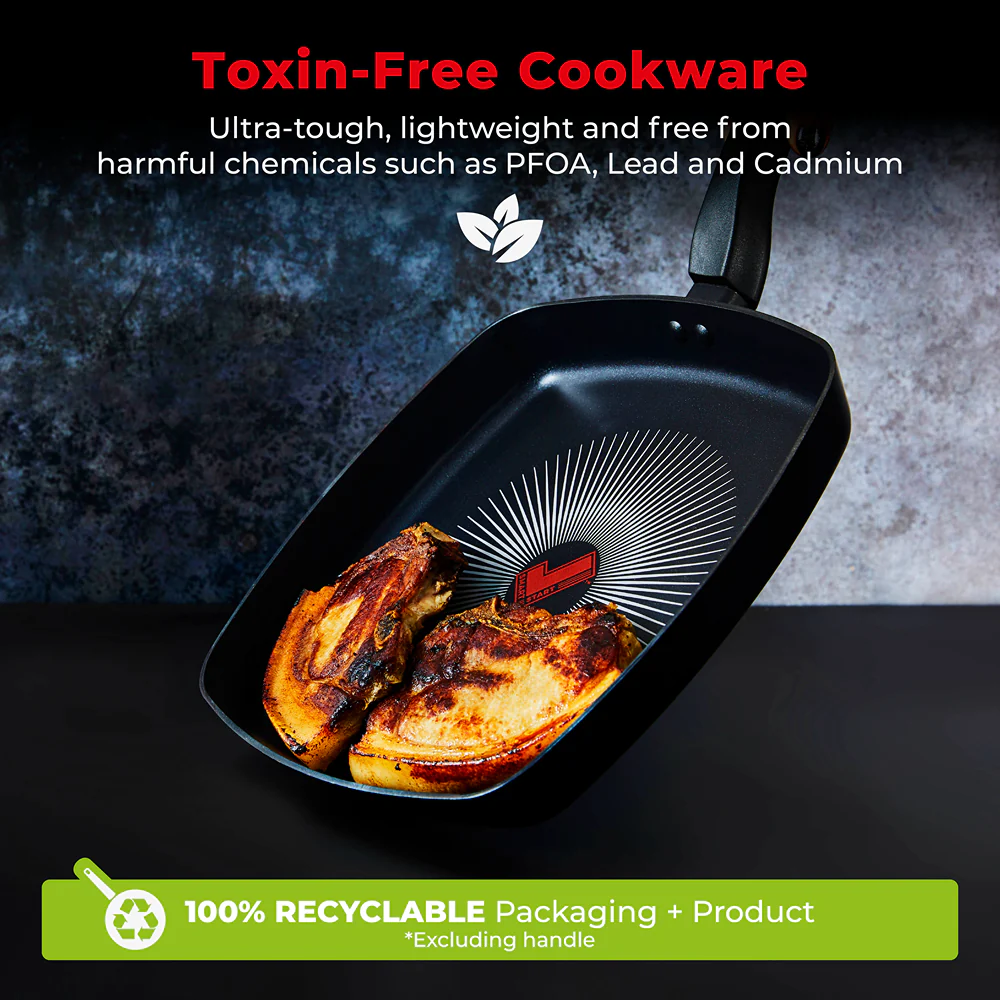 Tower Smart Start 26cm Square Grill Pan | Deep Sides, Heat Indicator - Image 5