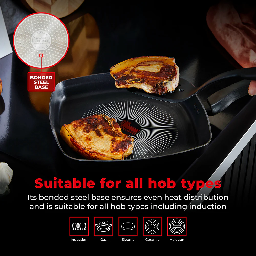 Tower Smart Start 26cm Square Grill Pan | Deep Sides, Heat Indicator - Image 6