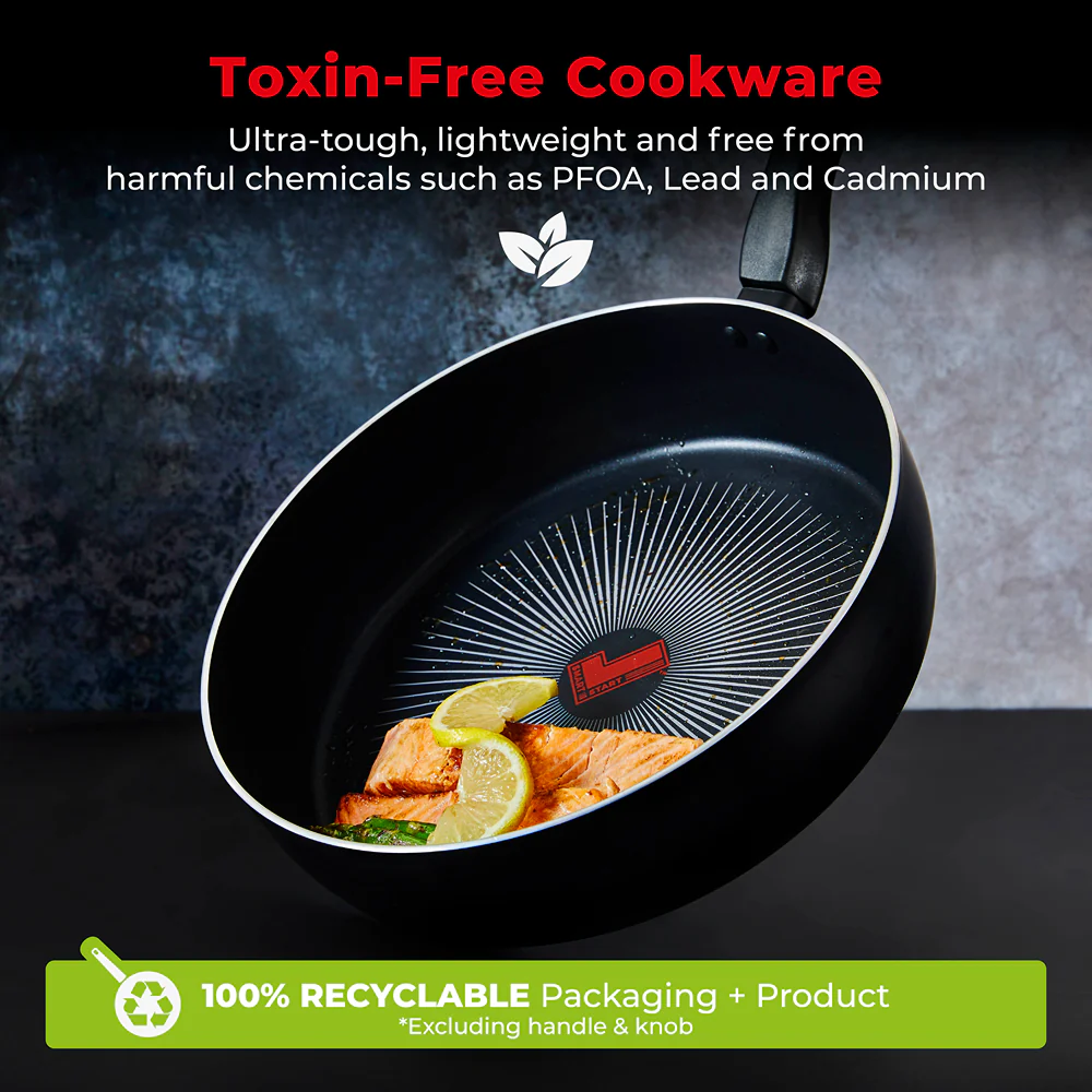 Tower Smart Start 28cm Multi-Pan Frying Pan | Heat Indicator, Glass Lid - Image 5