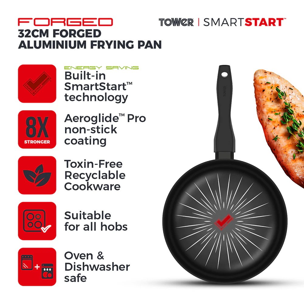 Tower Smart Start 32cm Frying Pan | Non-Stick, Induction Compatible - Image 2