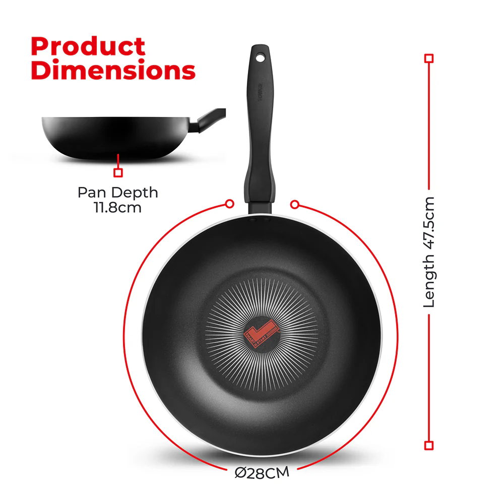 Tower Smart Start Nonstick 28cm Wok | Colour-Changing Heat Indicator - Image 11