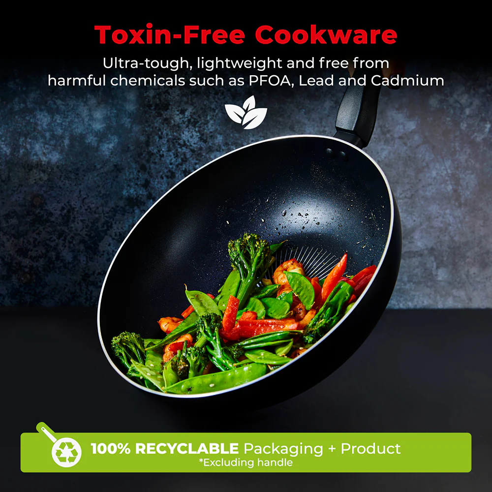 Tower Smart Start Nonstick 28cm Wok | Colour-Changing Heat Indicator - Image 5