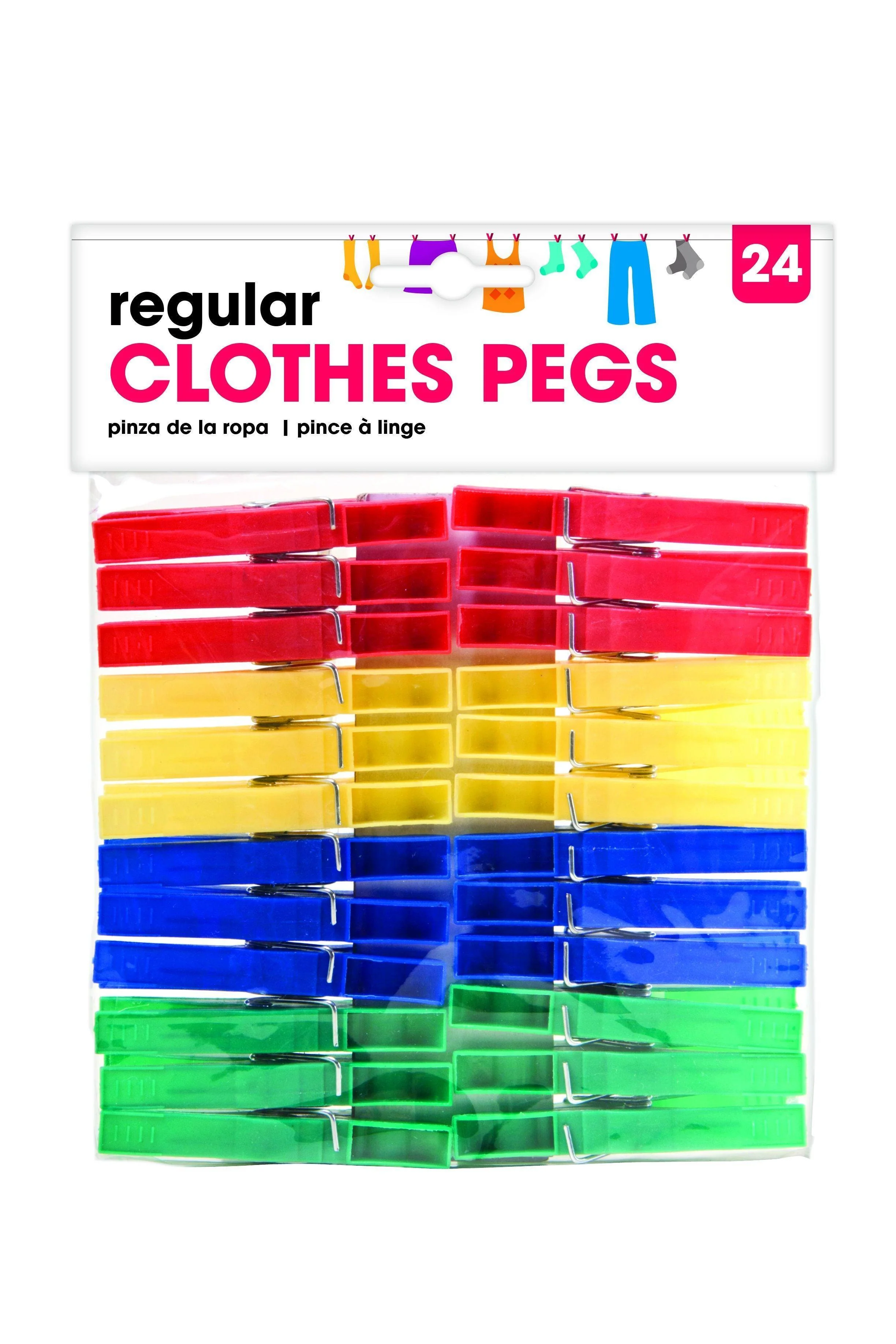 Traditional Plastic Clothes Pegs | 24 Pack