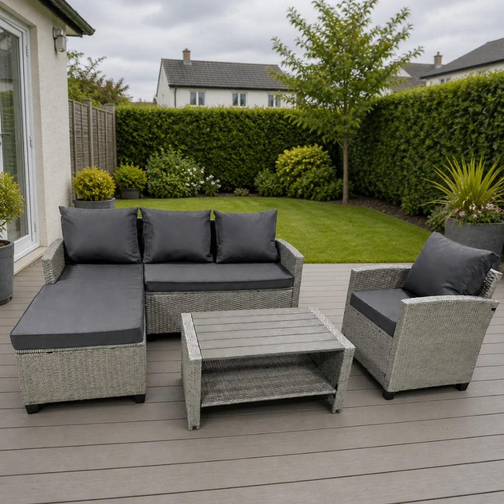 Trapani  4-Seater Rattan Garden Furniture Set | 4 Pieces, Outdoor Seating - Image 3