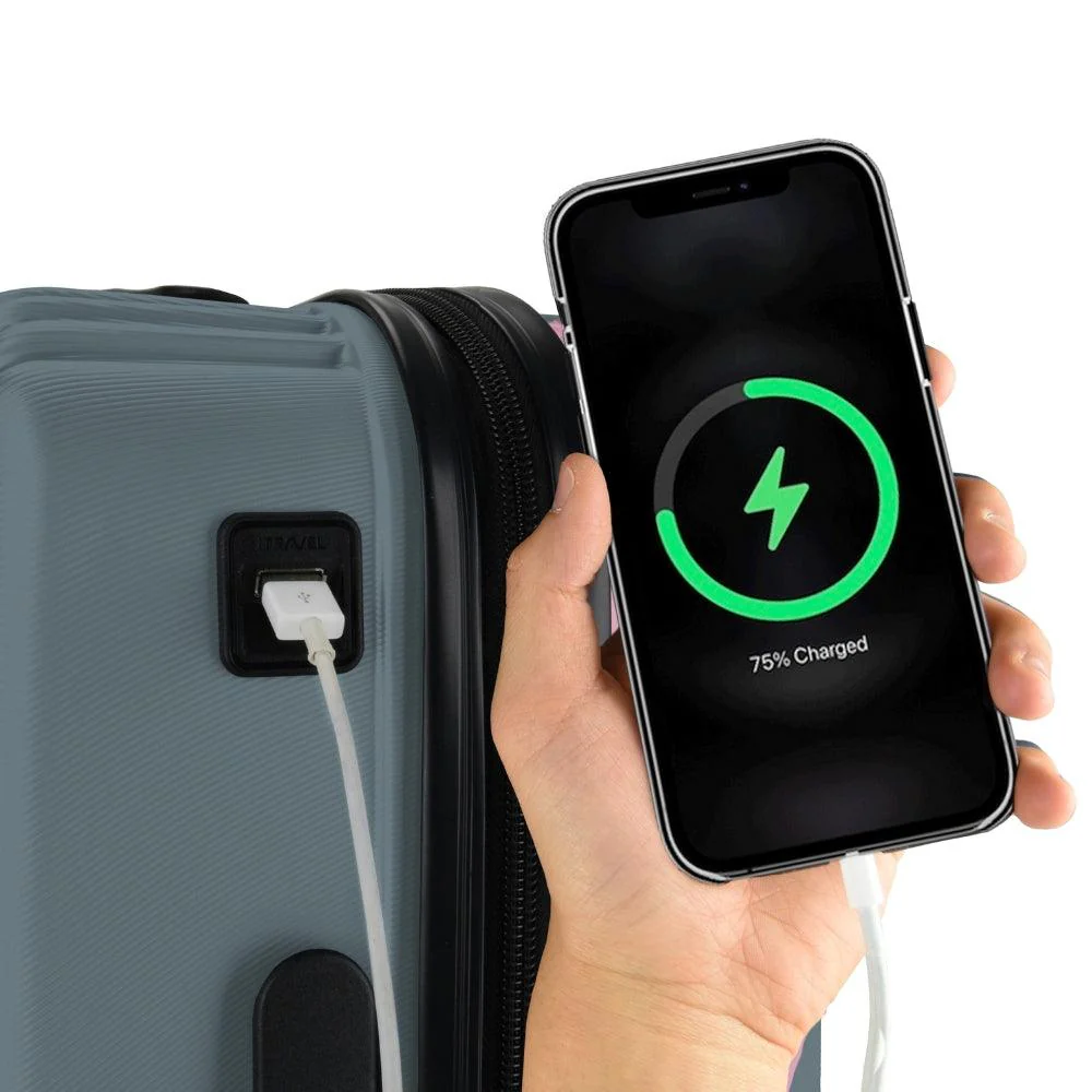 Travel Select Naples Charcoal Cabin Luggage 22in | USB Charger Port & Combination Lock - Image 6