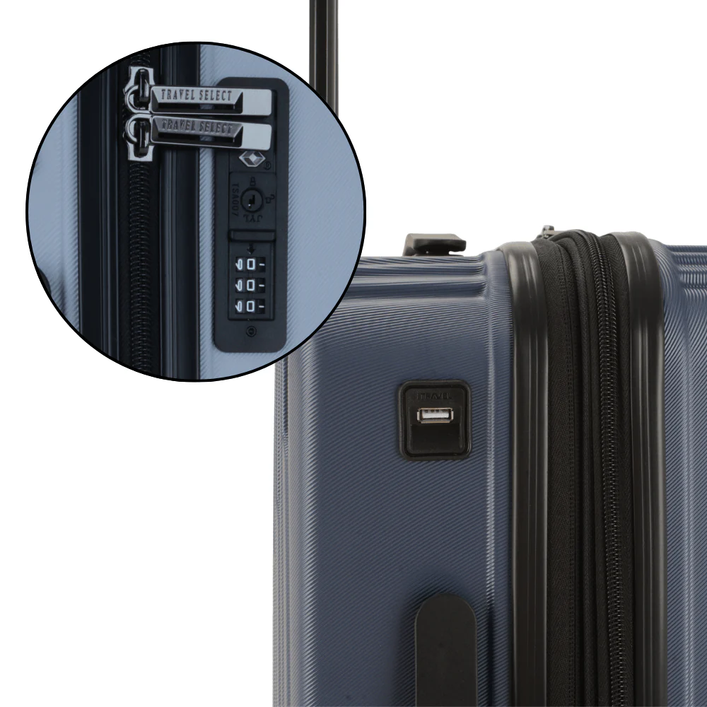 Travel Select Naples Navy Cabin Luggage 22in | USB Charger Port & Combination Lock - Image 3
