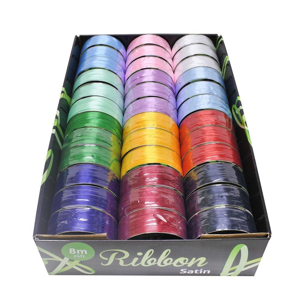 12 Assorted Colours Of Satin Ribbon | 8m