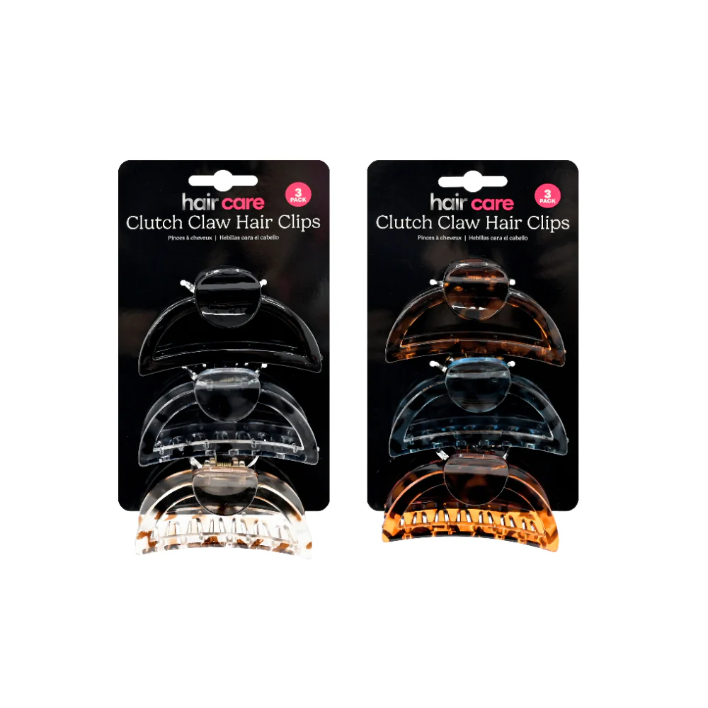 UBL Hair Claw Clips | Pack of 3, Assorted Colours, Non-Slip Grip
