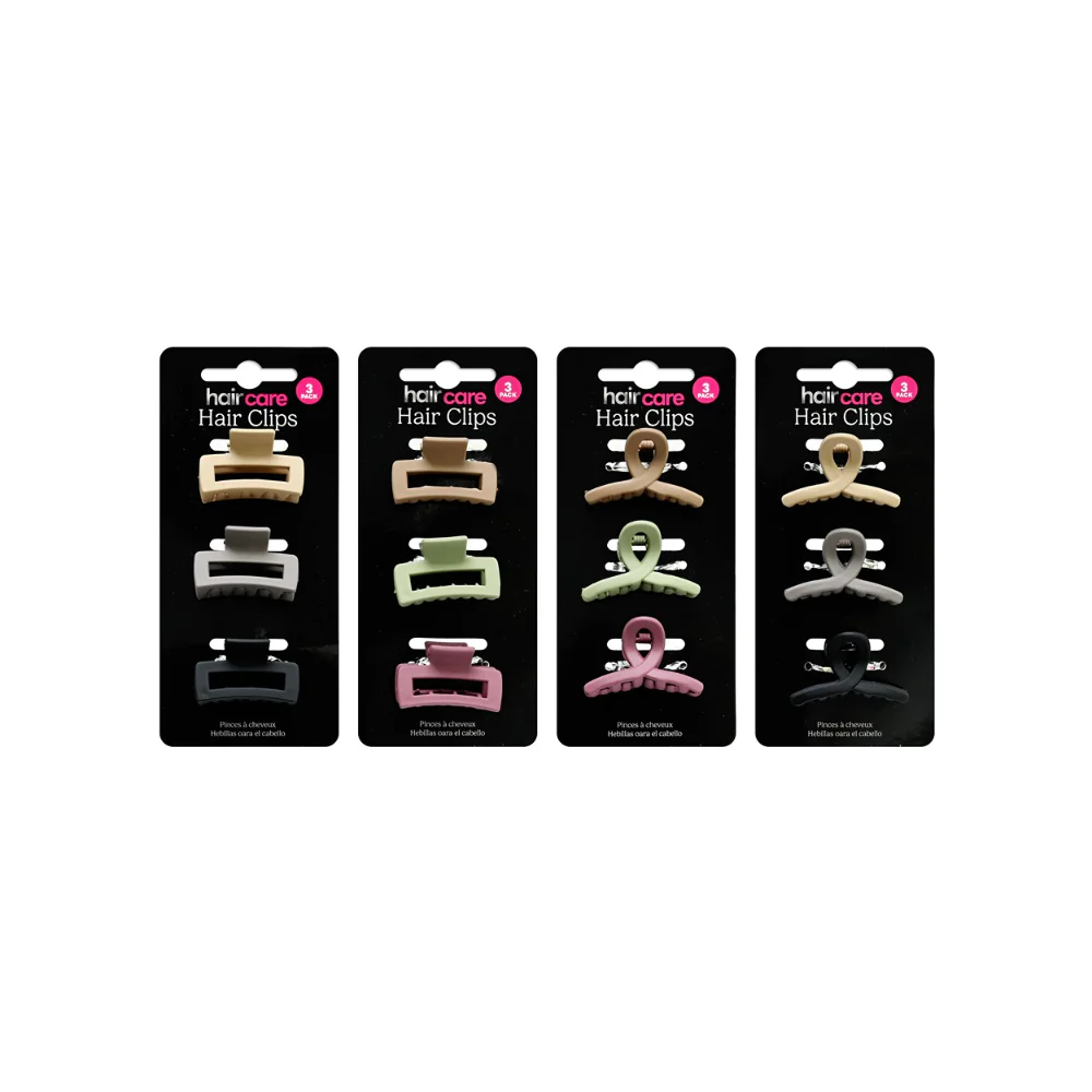 UBL Matte Claw and Jaw Hair Clips | Pack of 3, 4 Colours, Interlocking Teeth
