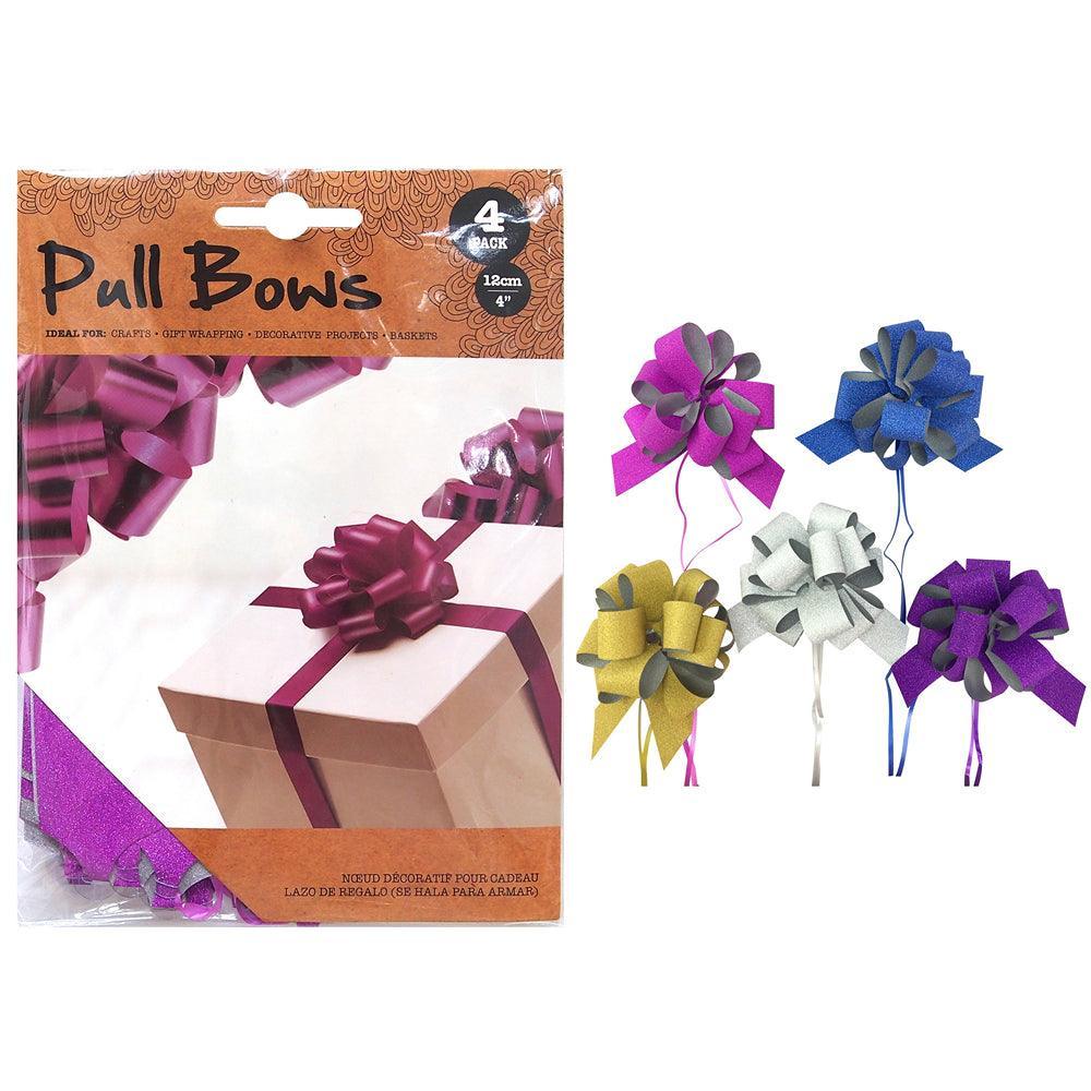 Pull Bows Glitter 12cm | Pack of 4