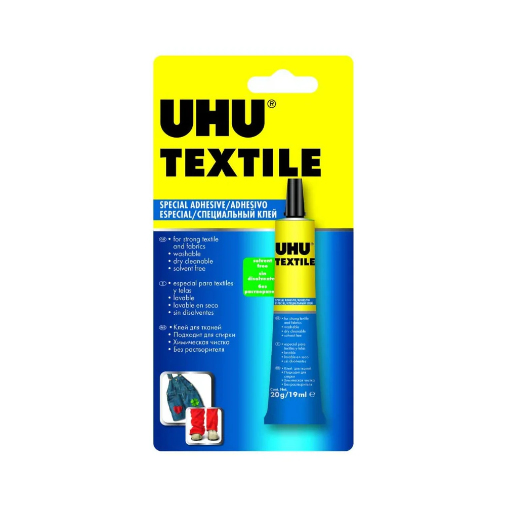 UHU Solvent-Free Washable Fabric Glue | 19ml, Precision Nozzle