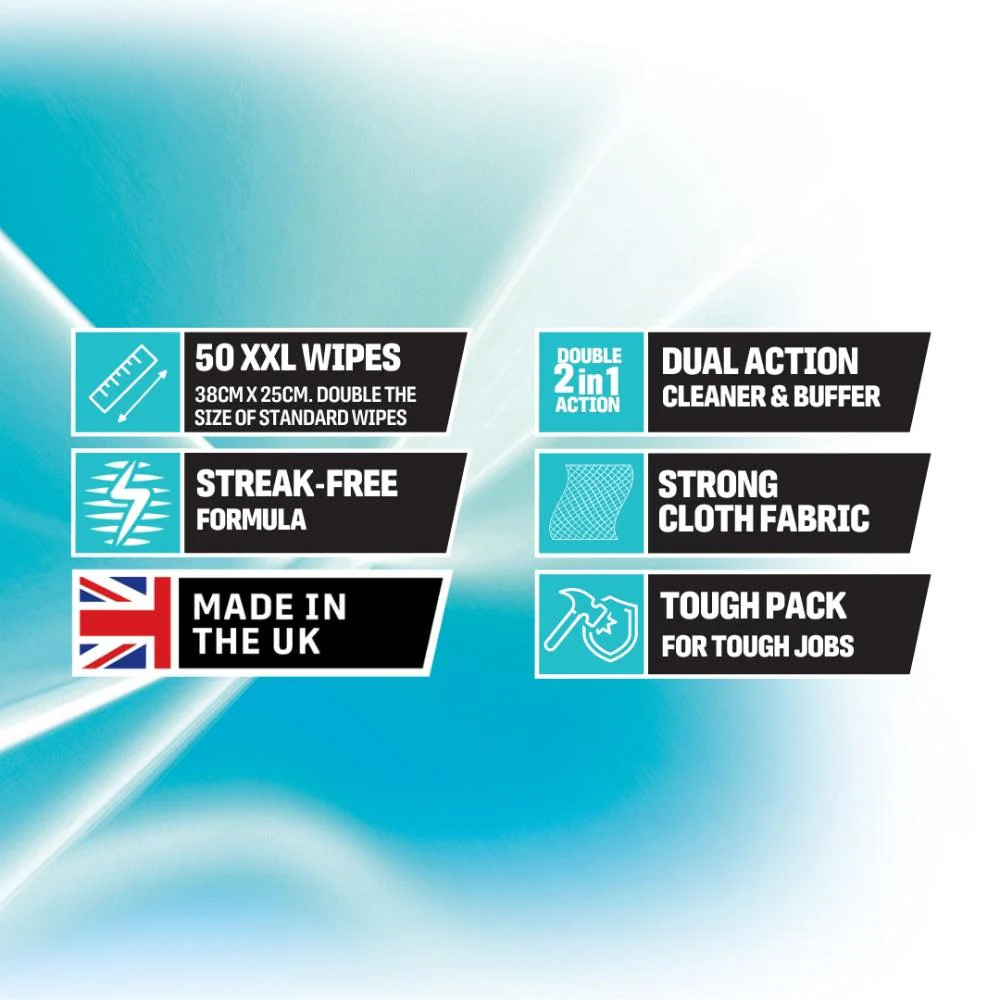 Ultragrime Pro XXL Clothwipes for Glass and Stainless Steel | Pack of  50 - Image 5