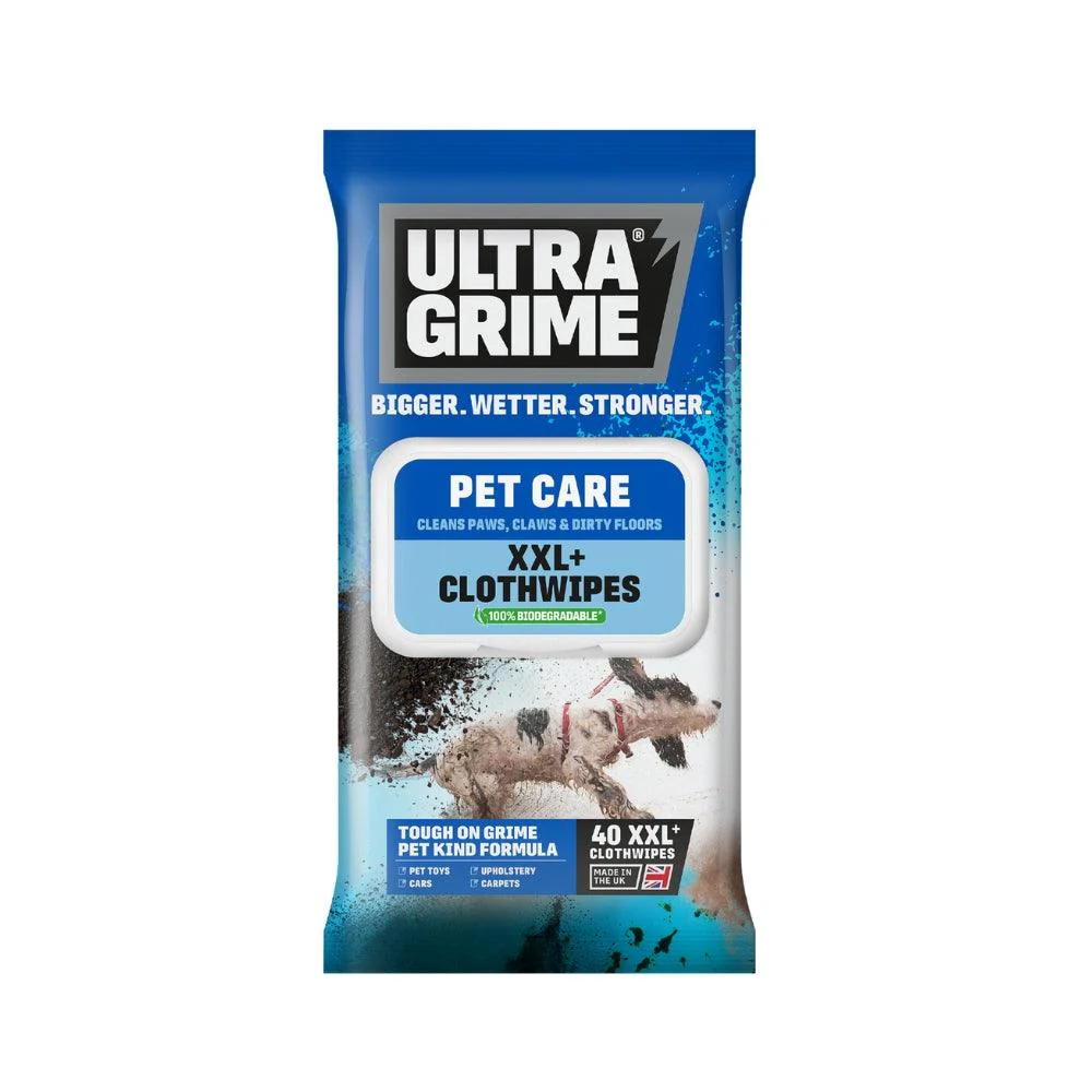 Ultragrime XXL+ Eco-Friendly Pet Care Clothwipes | Pack of 40