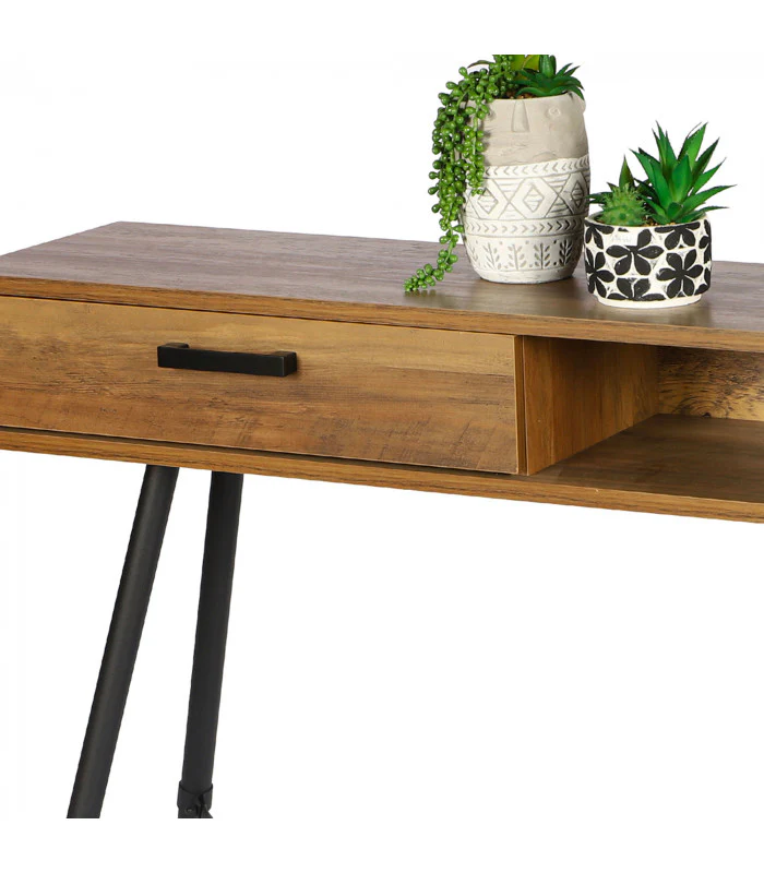 Urban Living Hampton Console Table with Black Metal Feet | High-Quality Wood, Storage Drawer and Shelf - Image 3