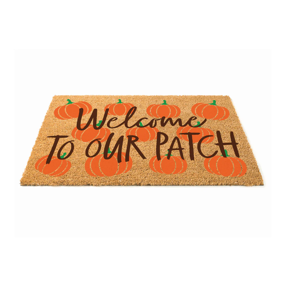 Welcome To Our Patch Door Mat | Autumn Pumpkin Design, 40 x 60 cm