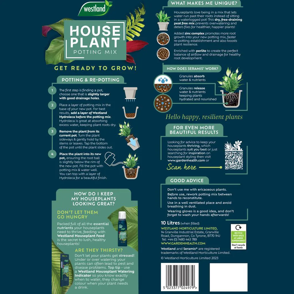 Westland Houseplant Potting Mix | Peat-Free 4L | Enhanced with Seramis - Image 7