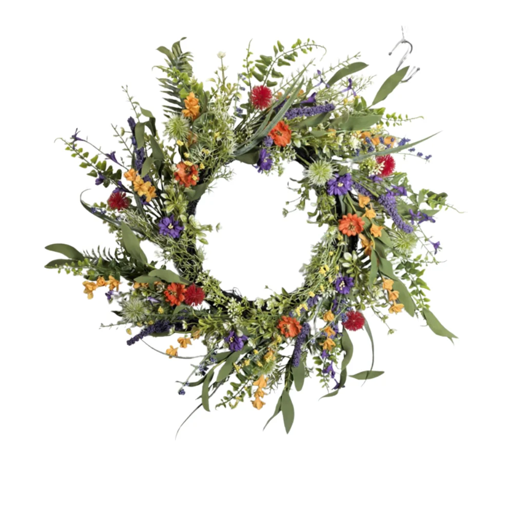 Wild Flower Hanging Door Wreath | Assorted Multi-Colour Blooms and Greenery