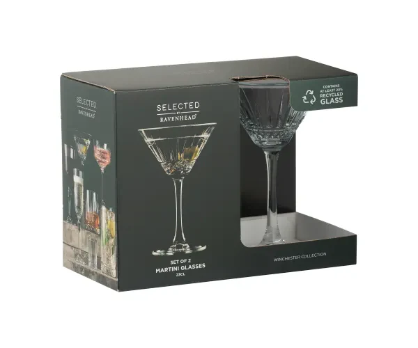 Winchester Recycled Glass Martini Glasses Set | 23cl Capacity