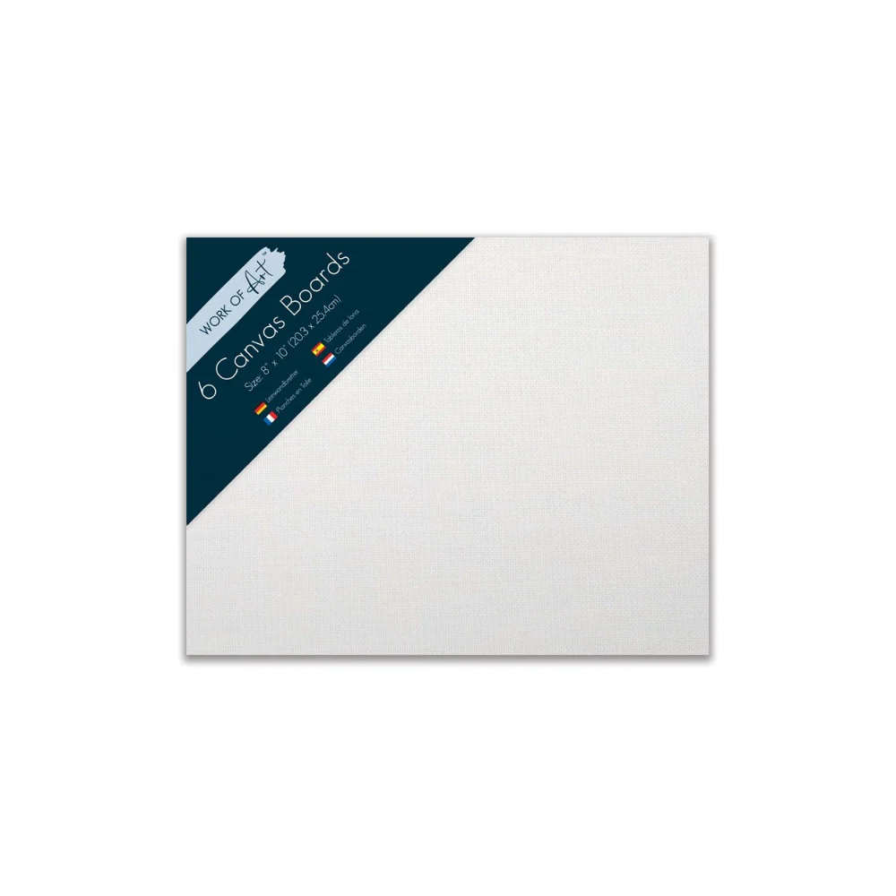 Work of Art Canvas Boards | 8 x 10in, Pack of 6, Pre-Primed White