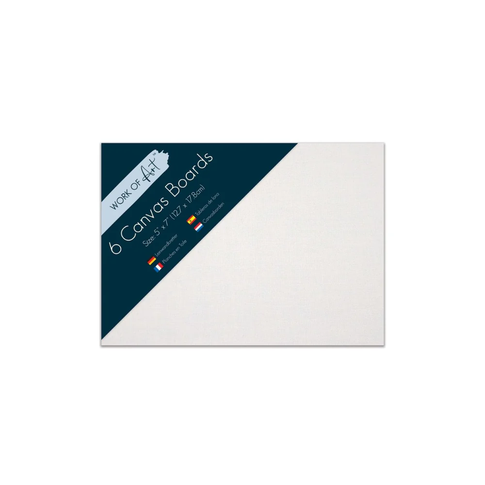 Work of Art White Canvas Boards | Canvas-Covered, 5 x 7in, Pack of 6